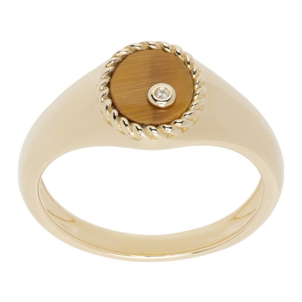  Yvonne Leon Gold Baby Chevaliere Ovale Ring 242590F011015