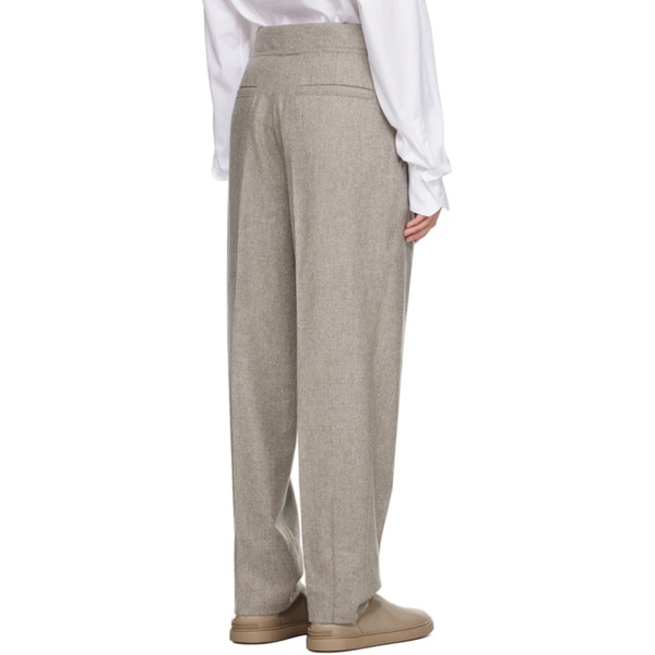  ZEGNA Gray Pleated Trousers 232142F087001