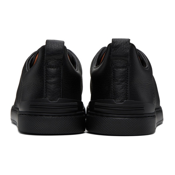  ZEGNA Black Triple Stitch Sneakers 232142F128000