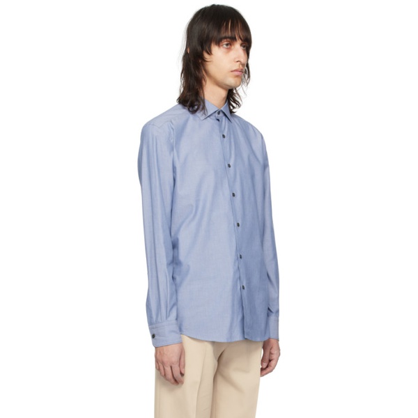  ZEGNA Blue Buttoned Long Sleeve Shirt 241142M192011