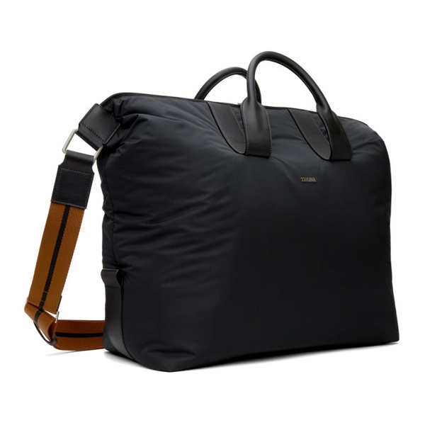  ZEGNA Black Technical Fabric Holdall Duffle Bag 241142M169000