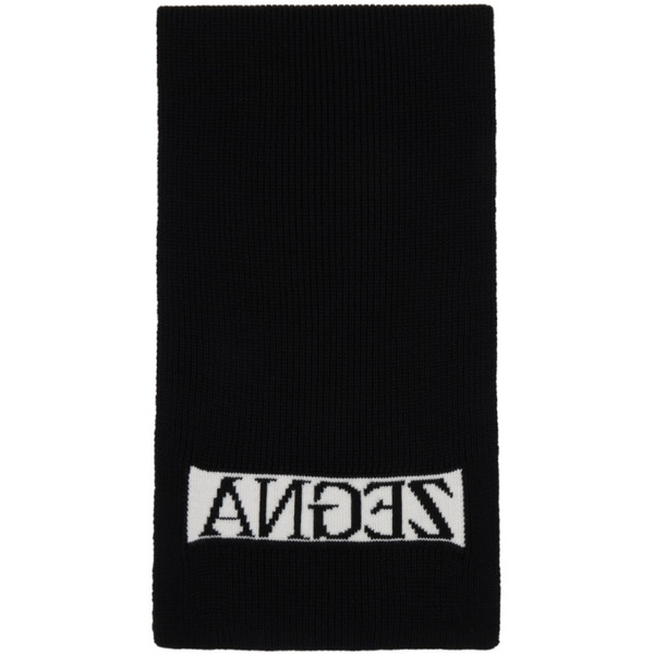  ZEGNA Black Logo Scarf 222142M150011