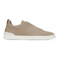 ZEGNA Taupe Triple Stitch Sneakers 241142M237041
