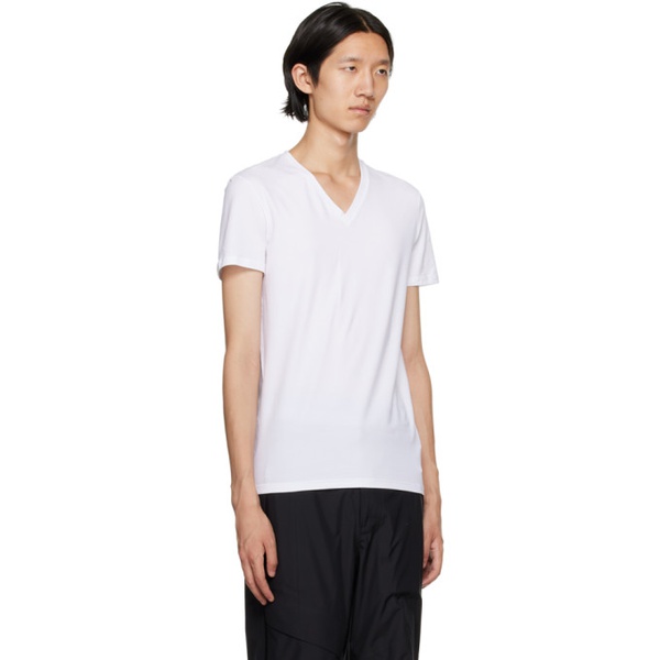  ZEGNA White V-Neck T-Shirt 232142M213013