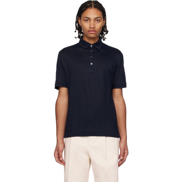  ZEGNA Navy Solid Polo 231142M212001
