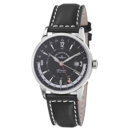 Zeno MEN'S Magellano Leather Black Dial Watch 6069GMT-C1