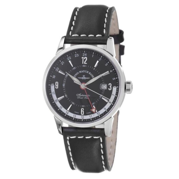  Zeno MEN'S Magellano Leather Black Dial Watch 6069GMT-C1
