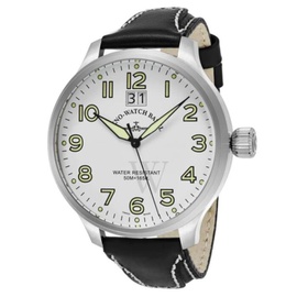 Zeno MEN'S Sos Leather White Dial Watch 6221-7003-A2