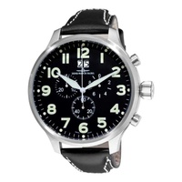 Zeno MEN'S Sos Chronograph Leather Black Dial Watch 6221-8040-A1