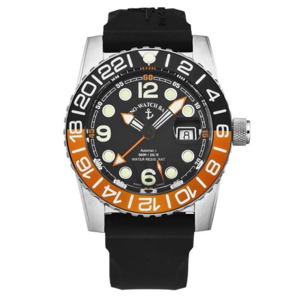  Zeno MEN'S Airplane Diver Rubber Black Dial Watch 6349GMT-3-A15