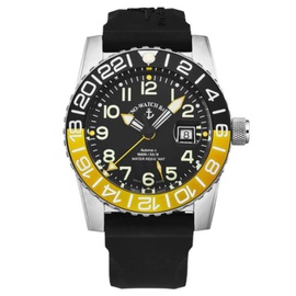 Zeno MEN'S Airplane Diver Rubber Black Dial Watch 6349GMT-12-A1-9