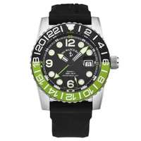 Zeno MEN'S Airplane Diver Rubber Black Dial Watch 6349GMT-3-A1-8