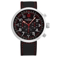Zeno MEN'S Ronda Auto Chronograph Leather Black Dial Watch B560-A17