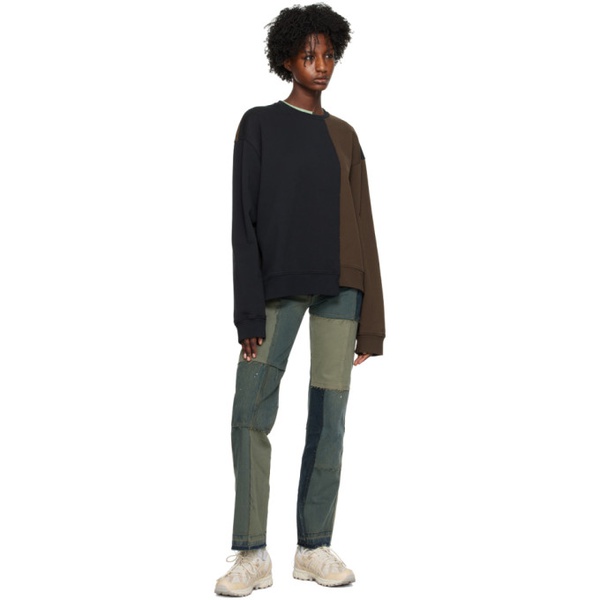  (di)vision Black & Brown Asymmetrical Sweatshirt 231807F098000