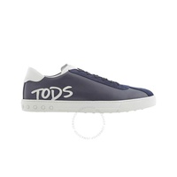 Tods Mens Navy Leather Logo Patch Sneakers XXM0XY0Y170IXM0ZWR