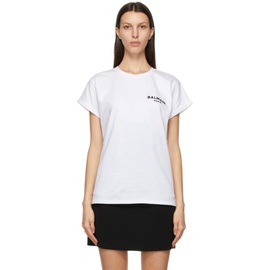 발망 Balmain Black Flocked Logo T-Shirt 211251F110140