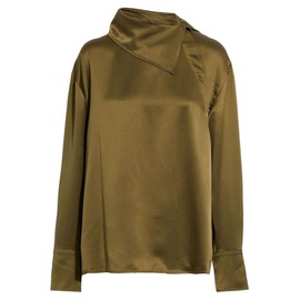 ROKSANDA Army green Sierra fold-over silk-satin blouse 34344356236962011