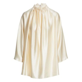 ROKSANDA Cream Ava gathered silk-satin blouse 34344356237032286