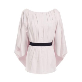 ROKSANDA Pastel pink Afra cape-effect belted pleated cotton-poplin blouse 4394988609186648
