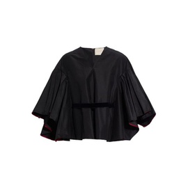ROKSANDA Black Velvet-trimmed cotton and silk-blend top 34344356236959856